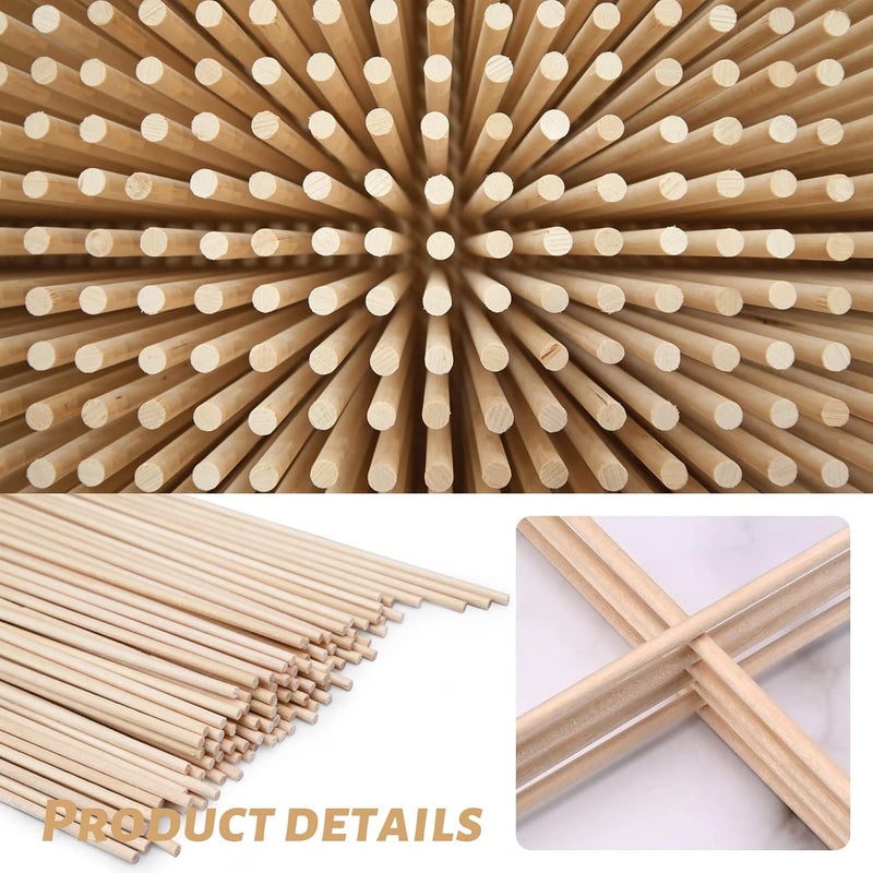 Moukiween Wooden Dowel Rods, 100PCS 1/8 x 12 Inch Round Wooden Sticks for Arts Crafts, Home Decor, Cake Support, Photo Booth Props, Unfinished Natural Hardwood Sticks - Image 4